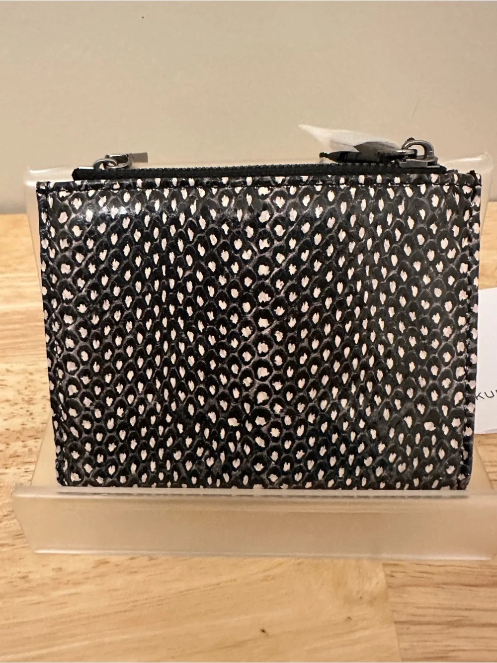 Kurt Geiger Black and Cream Patterned Kensington Zip Wallet